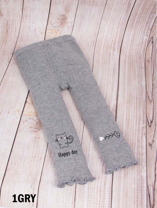 Girls' Cotton Legging W/ Kitty Pattern